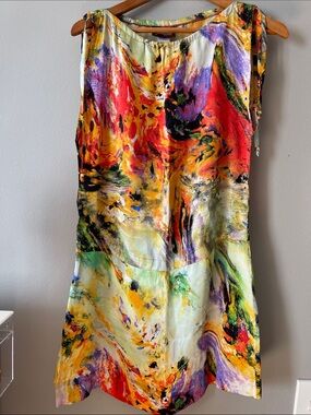 Prairie New York Multicolor Abstract 100% Silk Dress Tunic